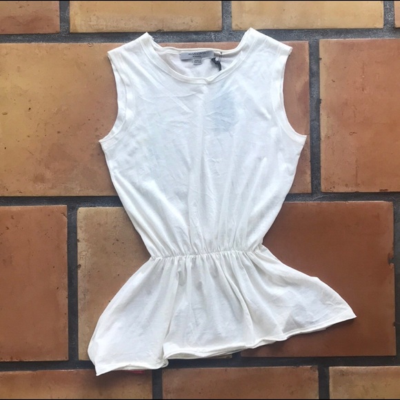 All Saints Waisty Blouse Cream Flowy Top Knit Small - Picture 3 of 7